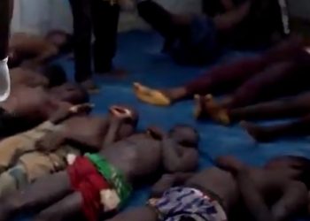 Personnes arrêtées allongées au sol après une opération contre l'exploitation minière illégale au Nigeria